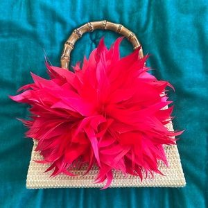 Lisi Lerch- new- never used-received as gift- rattan w/bamboo handle/gold chain